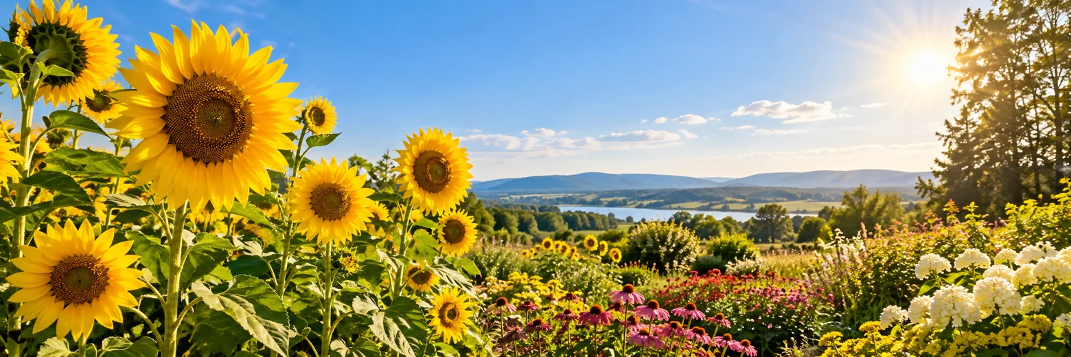 Bright sunflowers in a summer field